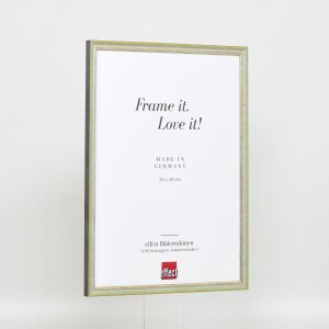 Effetto cornice in legno massiccio profilo 25 verde 30x45 cm vetro antiriflesso