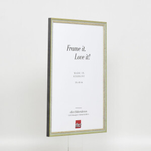 Effetto cornice in legno massiccio profilo 25 verde 30x45 cm vetro antiriflesso