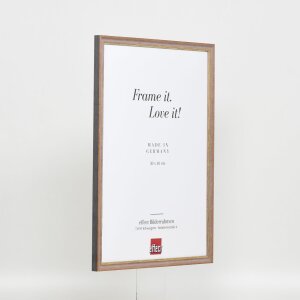 Effetto cornice in legno massiccio profilo 25 noce marrone 30x45 cm vetro museale