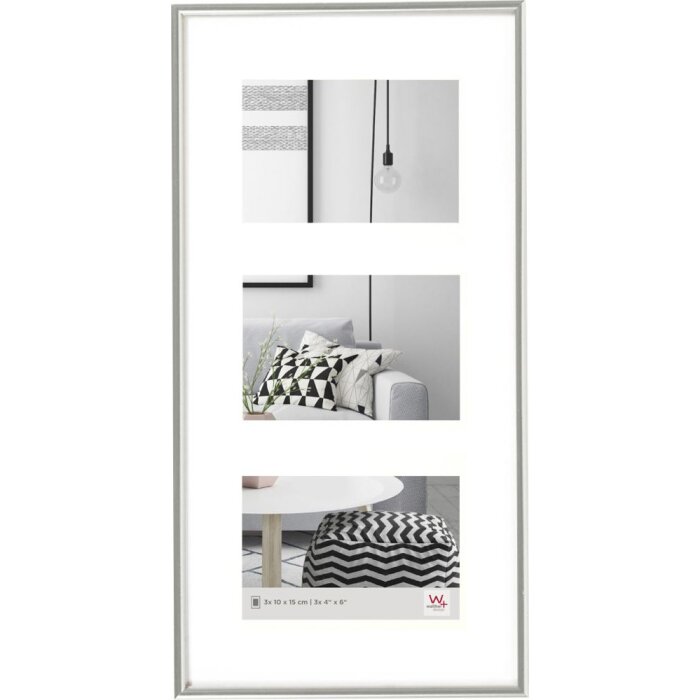 Cornice da galleria in plastica GALERIA per 3 x 10x15 cm - argento