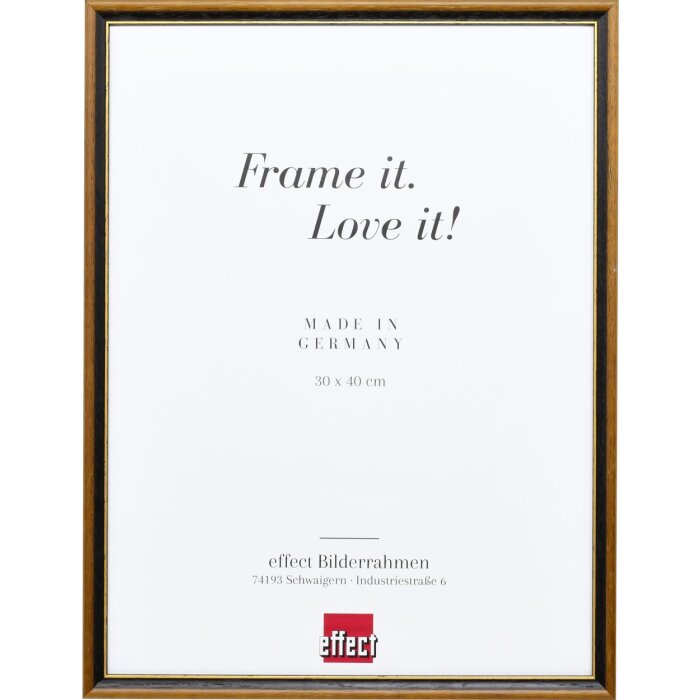 Struttura in legno massiccio effetto profilo 22 marrone-oro 40x50 cm vetro antiriflesso