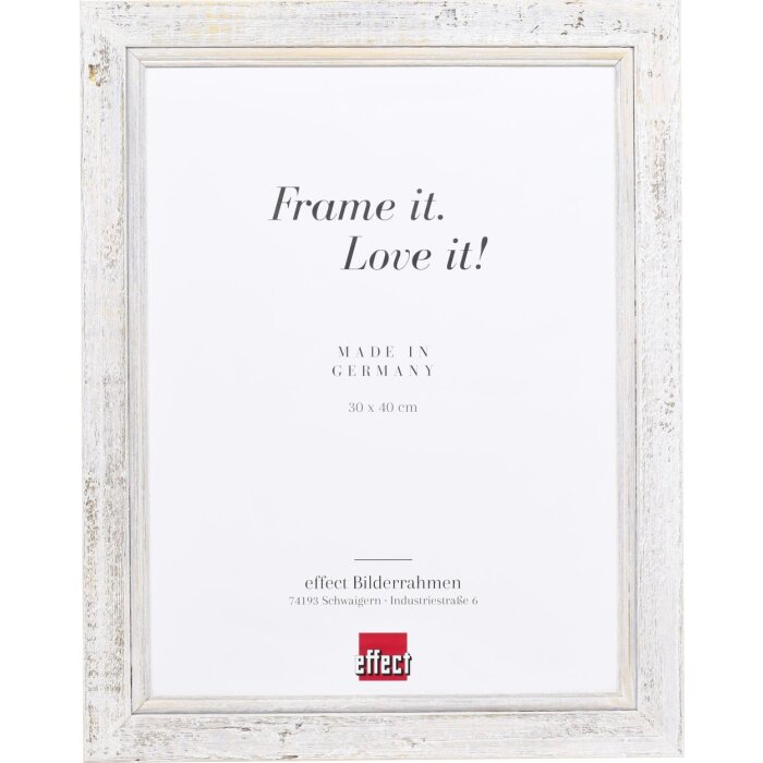 Cornice ad effetto in legno massello 2240 bianco 45x60 cm vetro acrilico