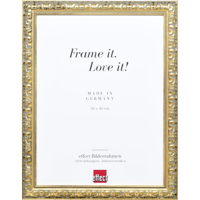 Effetto cornice in legno profilo 94 oro 50x50 cm vetro antiriflesso