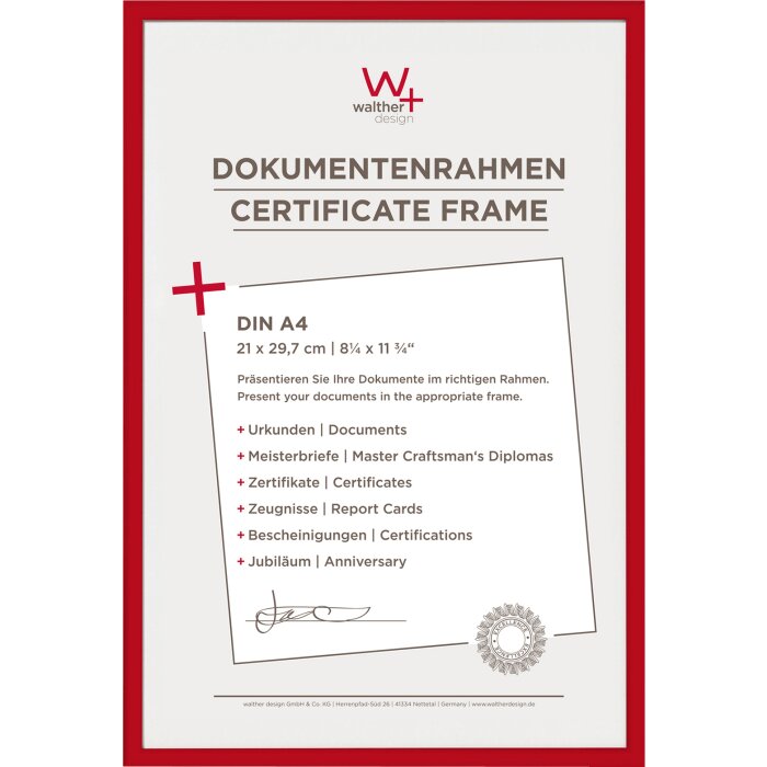 Cornice di plastica new lifestyle - 21x29,7 cm - rosso - din a4