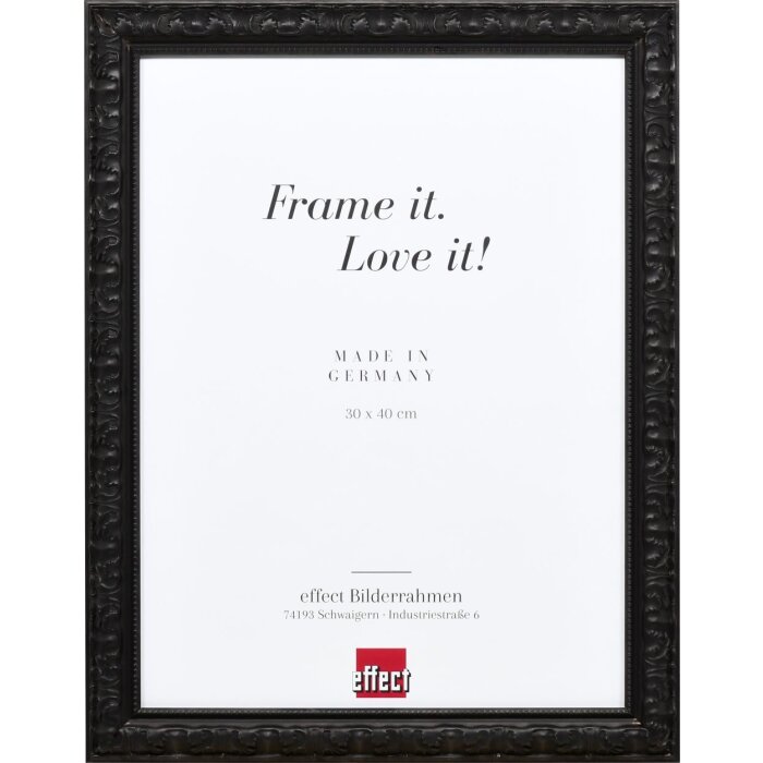 Telaio effetto legno profilo 94 nero 60x90 cm vetro antiriflesso