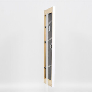 Effetto cornice in legno massiccio profilo 30 bianco 61x91,5 cm vetro museo