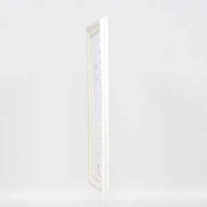 Effetto cornice barocca in legno profilo 37 bianco 62x93 cm vetro museale