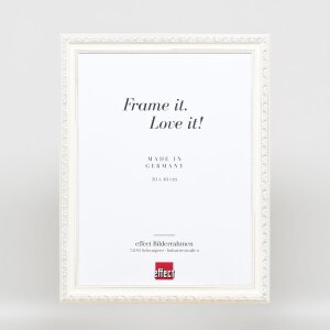 Cornice barocca effetto legno profilo 37 bianco 70x100 cm vetro museo