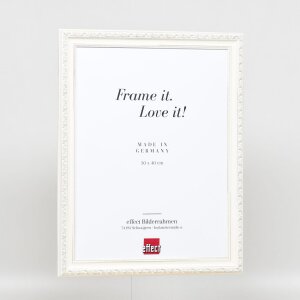 Cornice barocca effetto legno profilo 37 bianco 70x100 cm vetro museo