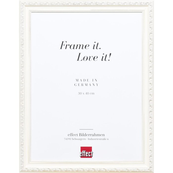 Cornice barocca effetto legno Profilo 37 bianco 70x70 cm Vetro museo