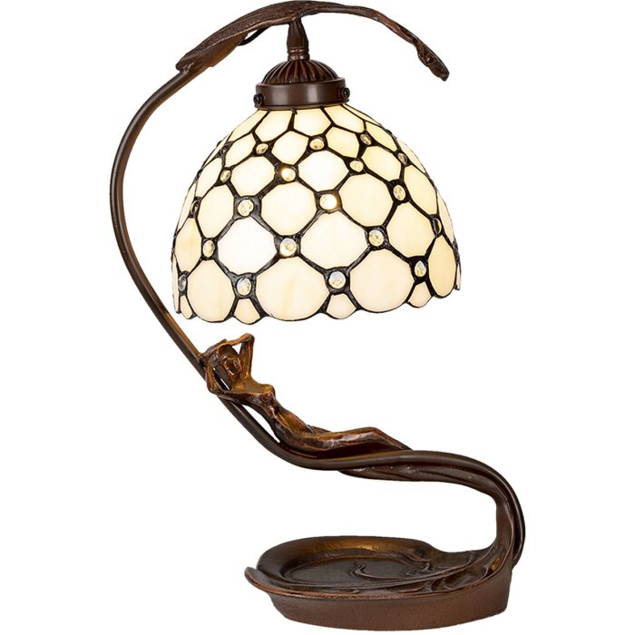 Lampada da tavolo Tiffany crema 28x20x41 cm E14-max 1x25W 5LL-6097