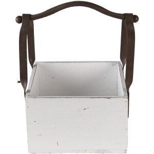 Cestino in legno bianco 24x19x28 cm 6H1915L