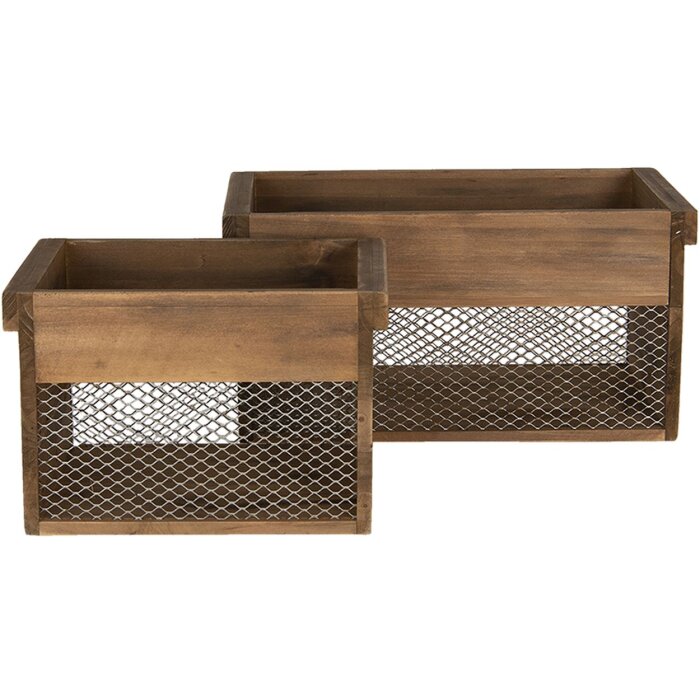 Scatola di legno marrone 32x19x16 - 23x16x15 cm 6H1996