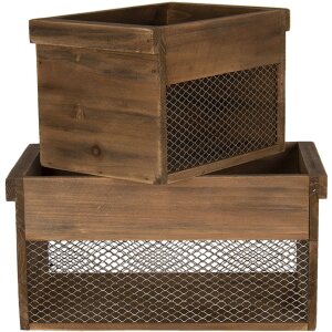 Scatola di legno marrone 32x19x16 - 23x16x15 cm 6H1996
