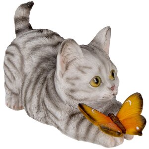 Decorazione gatto grigio 19x8x10 cm 6PR3357