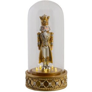Campana di vetro con schiaccianoci oro Ø 12x24 cm LED 6PR3416