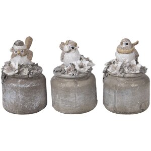 Decorazione uccello LED grigio 7x6x10 cm 6PR3468
