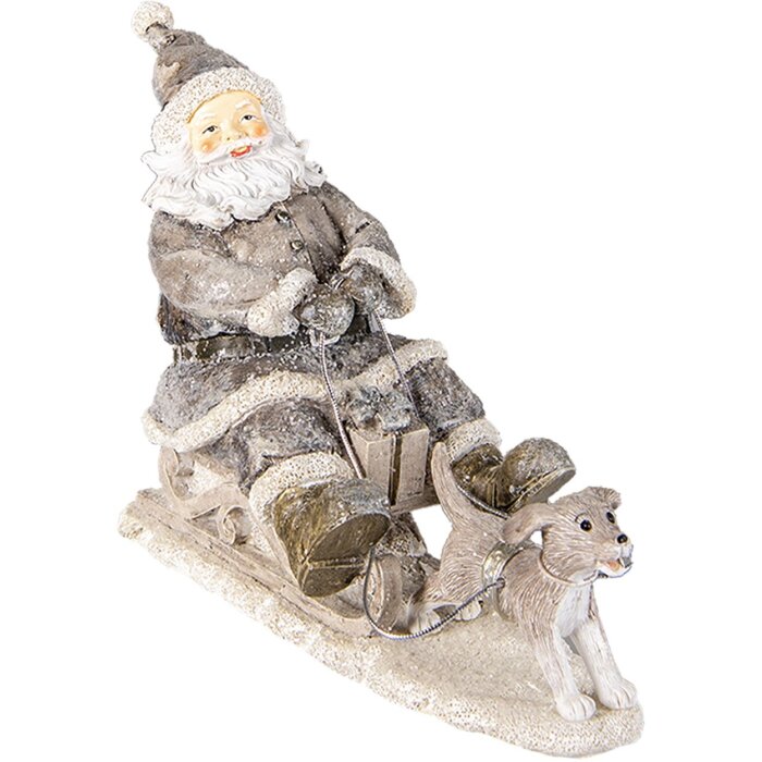 Decorazione Babbo Natale su slitta grigia 24x8x16 cm 6PR3472
