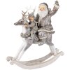 Decorazione Babbo Natale su cavallo a dondolo grigio 20x7x22 cm 6PR3475
