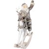 Decorazione Babbo Natale su cavallo a dondolo grigio 20x7x22 cm 6PR3475