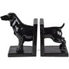 Clayre & Eef 6PR4623 Set di 2 fermalibri cane 25x9x15 cm Plastica nera