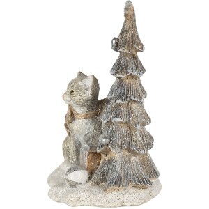 Decorazione Gatto sullalbero di Natale grigio 12x9x16 cm LED 6PR4629