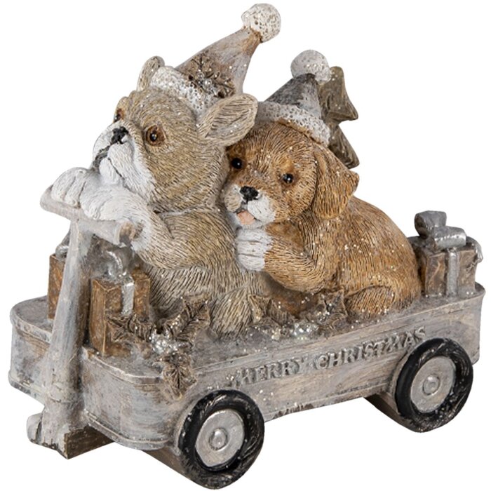 Decorazione Cani in carro multicolore 10x6x9 cm 6PR4637