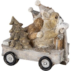 Decorazione Cani in carro multicolore 10x6x9 cm 6PR4637