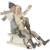 Slitta con coppia - figura decorativa grigia 19x14x17 cm 6PR4660
