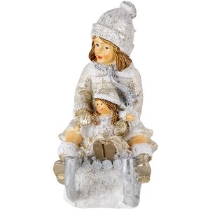 Decorazione bambino su slitta bianco 10x5x10 cm 6PR4665