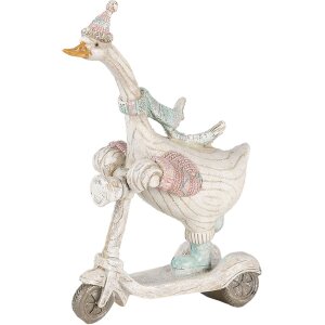 Decorazione oca su monopattino bianco 14x6x19 cm 6PR4688