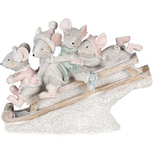 Decorazione Topi su slitta multicolore 15x5x11 cm 6PR4709