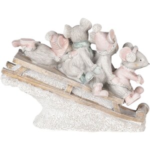 Decorazione Topi su slitta multicolore 15x5x11 cm 6PR4709