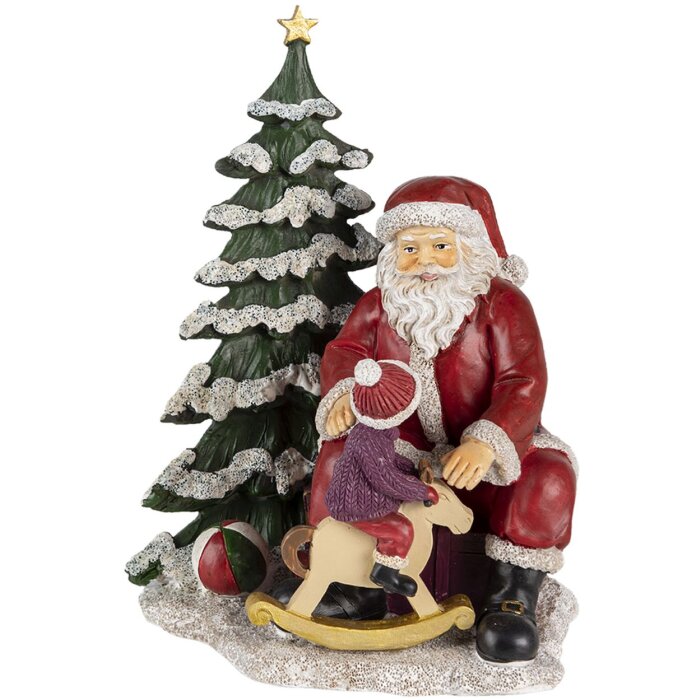 Decorazione Babbo Natale con bambino multicolore 16x13x22 cm 6PR4714