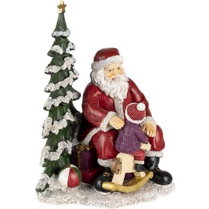 Decorazione Babbo Natale con bambino multicolore 16x13x22 cm 6PR4714