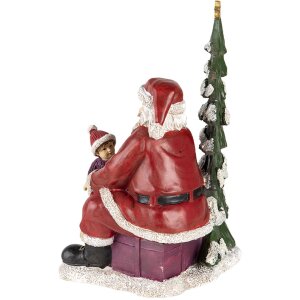 Decorazione Babbo Natale con bambino multicolore 16x13x22 cm 6PR4714