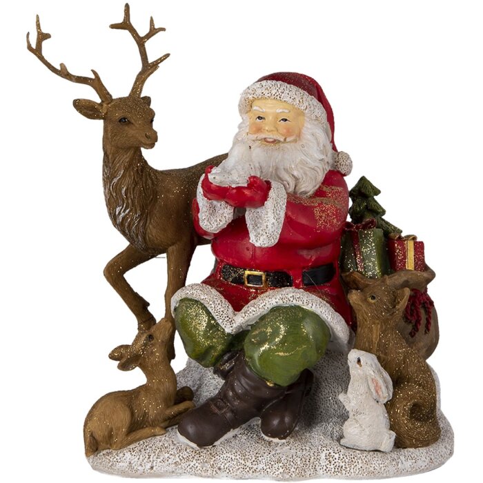 Decorazione Babbo Natale con animali multicolore 18x13x19 cm 6PR4721