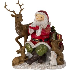 Decorazione Babbo Natale con animali multicolore 18x13x19...