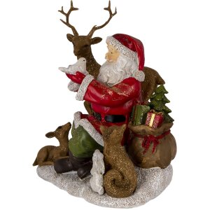 Decorazione Babbo Natale con animali multicolore 18x13x19 cm 6PR4721