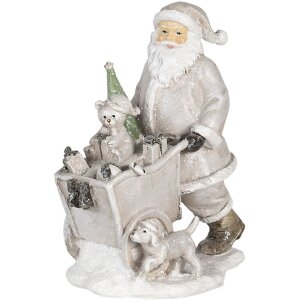 Decorazione Babbo Natale con carro argento 12x8x15 cm...