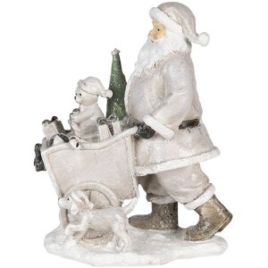 Decorazione Babbo Natale con carro argento 12x8x15 cm...