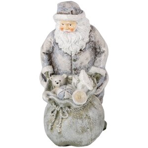 Decorazione Babbo Natale con renna argento 10x7x13 cm...