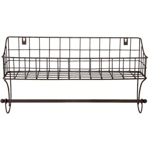 Portasciugamani ospite con cestino nero 44x12x25 cm 6Y4305