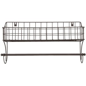 Portasciugamani ospite con cestino nero 44x12x25 cm 6Y4305