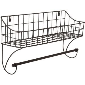 Portasciugamani ospite con cestino nero 44x12x25 cm 6Y4305