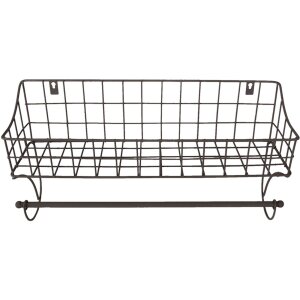 Portasciugamani ospite con cestino nero 44x12x25 cm 6Y4305
