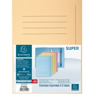 Cartella SuperFile 210 Beige 3 lembi DIN A4 50 pz 24x32cm