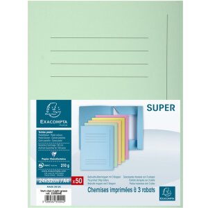 Cartella SuperBüro SUPER 210 verde chiaro 3 lembi A4 confezione da 50 pezzi