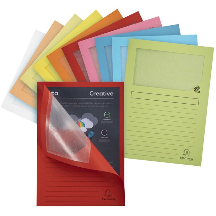 Cartelle a finestra Exacompta 160g DIN A4 colorate 100pz 22x31cm Eco-Friendly