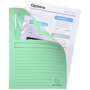 Exacompta confezione da 100 cartelline a finestra 22x31 cm DIN A4 senza plastica 160g verde chiaro